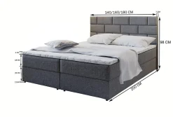 Lit Boxspring KERLO 160x200 CM INARI 100, Noir, Lit avec matelas et rangement><noscript><img width=