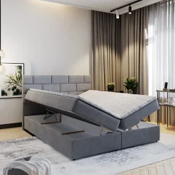 Lit Boxspring KERLO 160x200 CM INARI 100, Noir, Lit avec matelas et rangement><noscript><img width=
