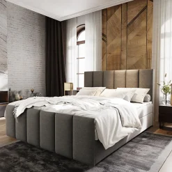 Lit Boxspring LAGO 180X200 CM SAWANA 21, Gris clair, Lit avec matelas et rangement>Masseno Outlet