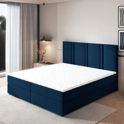 Lit Boxspring LARIO 160X200 CM KRONOS 09, Bleu, Lit avec matelas et rangement>Masseno Discount