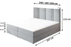 Lit Boxspring LARIO 160X200 CM KRONOS 09, Bleu, Lit avec matelas et rangement><noscript><img width=