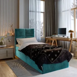 Lit Boxspring LENA 80 80X200 CM KRONOS 13, Bleu, Lit avec matelas et rangement>Masseno Outlet