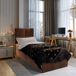 Lit Boxspring LENA 80 80X200 CM KRONOS 06, Marron, Lit avec matelas et rangement>Masseno New