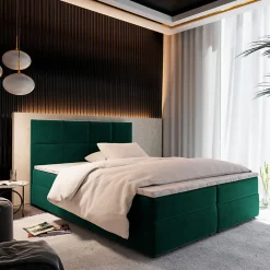 Lit Boxspring LENA 180X200 CM KRONOS 19, Vert, Lit avec matelas et rangement>Masseno Discount