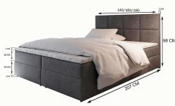 Lit Boxspring LENA 180X200 CM KRONOS 19, Vert, Lit avec matelas et rangement><noscript><img width=