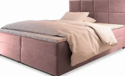 Masseno Lit Boxspring LENA 160X200 CM KRONOS 27, Rose, Lit avec matelas et rangement* Ensemble Sommier Et Matelas