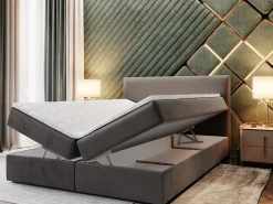 Lit Boxspring LENTE 140X200 CM MONOLITH 02, Crème, Lit avec matelas et rangement><noscript><img width=
