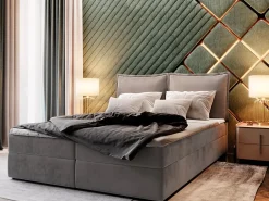 Lit Boxspring LENTE 180X200 CM MONOLITH 85, Gris, Lit avec matelas et rangement>Masseno Best
