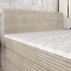Masseno Lit Boxspring LUNERA 180X200 CM TILIA 03, Crème, Lit avec matelas et rangement* Ensemble Sommier Et Matelas