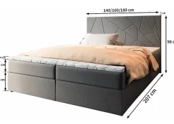Lit Boxspring MADO 160X200 CM INARI 72, Bleu, Lit avec matelas et rangement><noscript><img width=