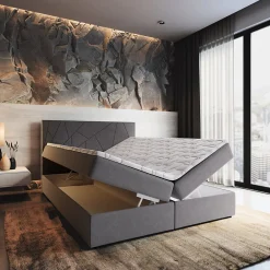 Lit Boxspring MADO 160X200 CM INARI 72, Bleu, Lit avec matelas et rangement><noscript><img width=