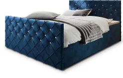 Masseno Lit Boxspring MANDI 160X200 CM MAGIC VELVET 2216, Bleu, Lit avec matelas et rangement* Ensemble Sommier Et Matelas