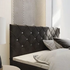 Masseno Lit Boxspring MANDI 160X200 CM MAGIC VELVET 2216, Bleu, Lit avec matelas et rangement* Ensemble Sommier Et Matelas
