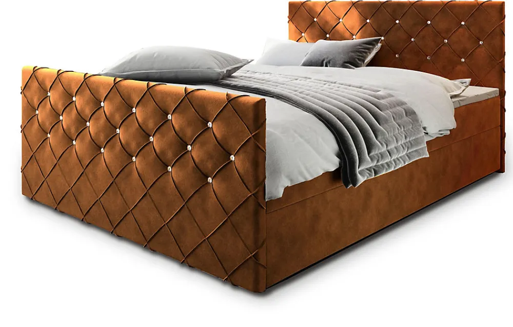 Lit Boxspring MANDI 180X200 CM MAGIC VELVET 2213, Cuivre, Lit avec matelas et rangement>Masseno Clearance