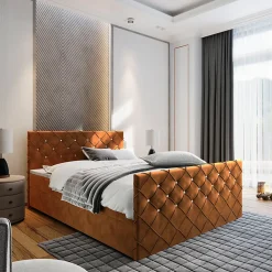 Lit Boxspring MANDI 180X200 CM MAGIC VELVET 2213, Cuivre, Lit avec matelas et rangement>Masseno Clearance