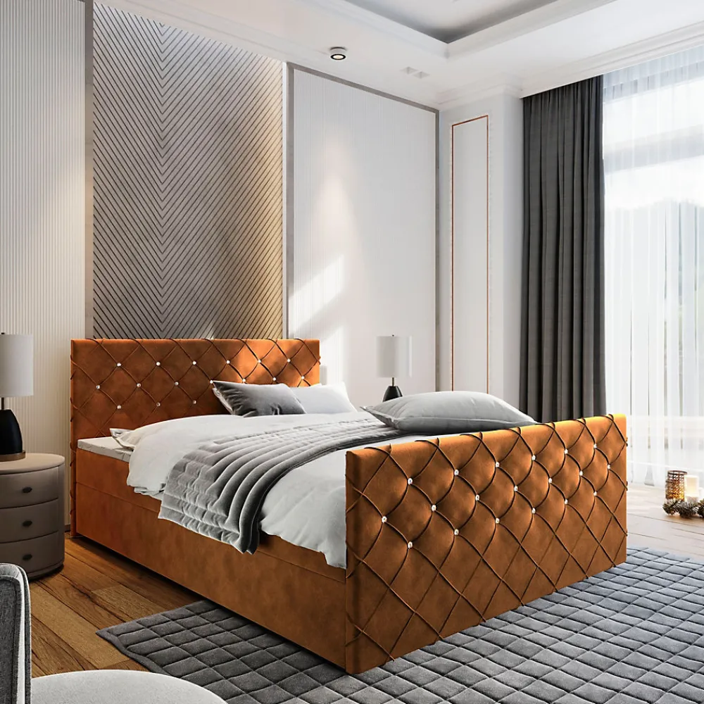 Lit Boxspring MANDI 180X200 CM MAGIC VELVET 2213, Cuivre, Lit avec matelas et rangement>Masseno Clearance