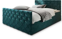 Masseno Lit Boxspring MANDI 180X200 CM MAGIC VELVET 2221, Bleu, Lit avec matelas et rangement* Ensemble Sommier Et Matelas