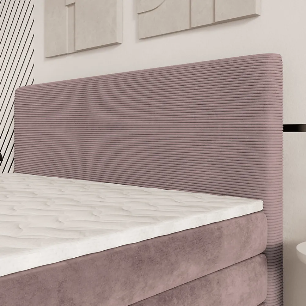 Lit Boxspring MATERN 140X200 CM POSO 27 + KRONOS 27, Rose, Lit avec matelas et rangement>Masseno Clearance