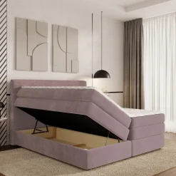 Lit Boxspring MATERN 180X200 CM POSO 27 + KRONOS 27, Rose, Lit avec matelas et rangement><noscript><img width=