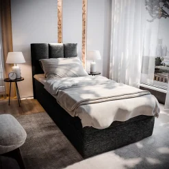 Lit Boxspring MERIL 80 80X200 CM SAWANA 14, Noir, Lit avec matelas et rangement>Masseno