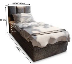 Lit Boxspring MERIL 80 80X200 CM SAWANA 14, Noir, Lit avec matelas et rangement><noscript><img width=