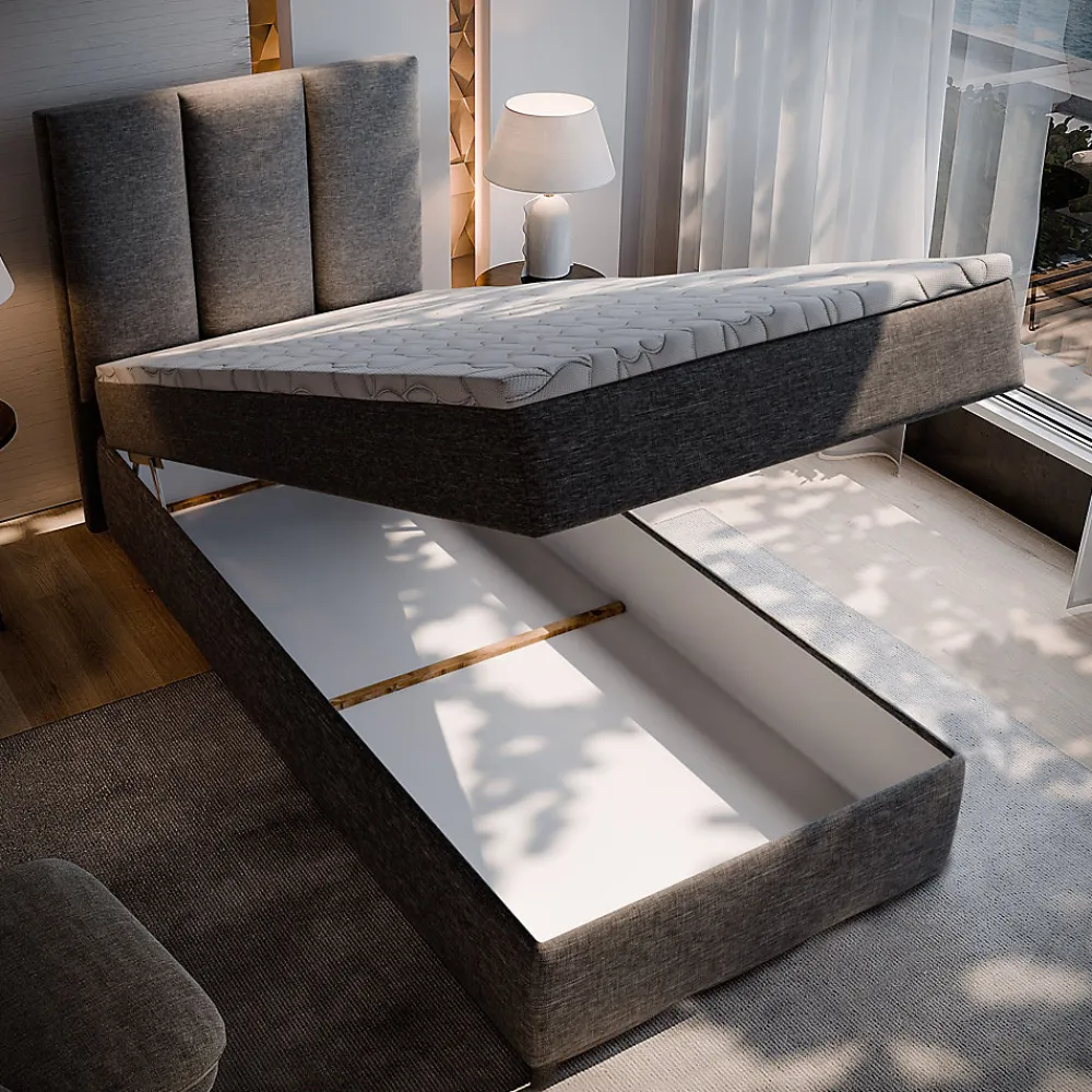Lit Boxspring MERIL 100 100X200 CM SAWANA 16, Marron, Lit avec matelas et rangement>Masseno New