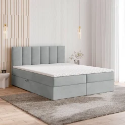 Lit Boxspring MERIL 140X200 CM PAROS 05, Gris clair, Lit avec matelas et rangement>Masseno Hot