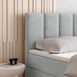 Lit Boxspring MERIL 140X200 CM PAROS 05, Gris clair, Lit avec matelas et rangement><noscript><img width=