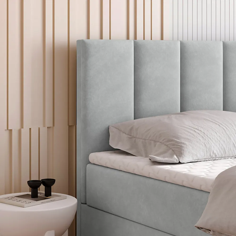 Lit Boxspring MERIL 140X200 CM PAROS 05, Gris clair, Lit avec matelas et rangement>Masseno Hot