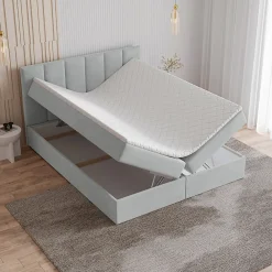 Lit Boxspring MERIL 140X200 CM PAROS 05, Gris clair, Lit avec matelas et rangement><noscript><img width=
