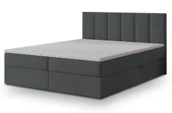 Masseno Lit Boxspring MERIL 140X200 CM SORO 97, Graphite, Lit avec matelas et rangement* Ensemble Sommier Et Matelas