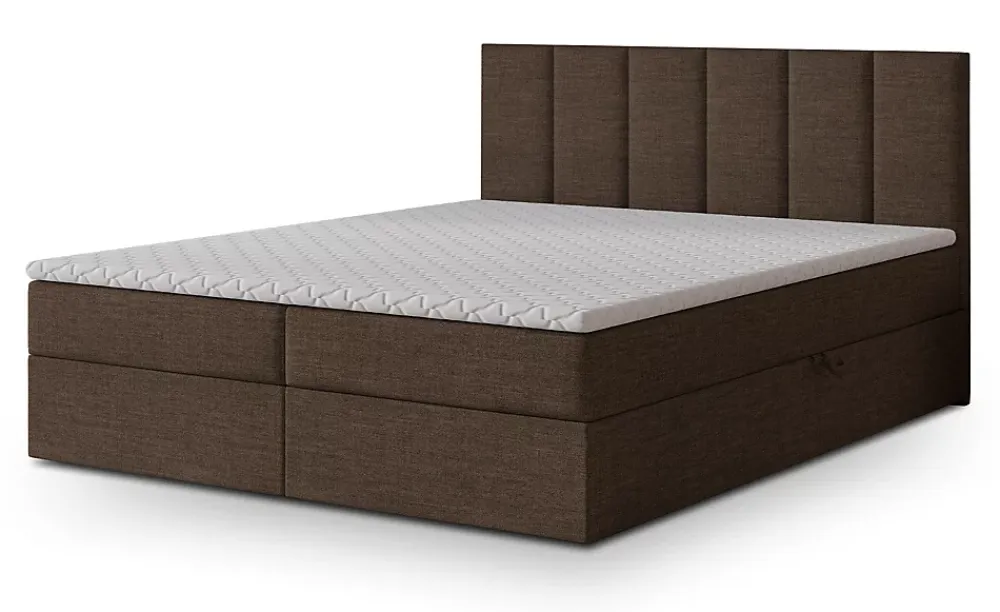 Masseno Lit Boxspring MERIL 180X200 CM SAWANA 16, Marron, Lit avec matelas et rangement* Ensemble Sommier Et Matelas