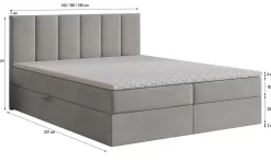 Masseno Lit Boxspring MERIL 180X200 CM SAWANA 16, Marron, Lit avec matelas et rangement* Ensemble Sommier Et Matelas