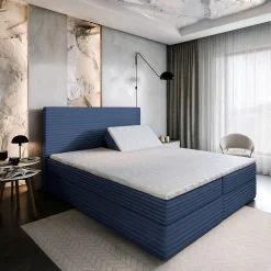 Lit Boxspring MILARA 160X200 CM TILIA 77, Bleu, Lit avec matelas et rangement>Masseno Sale