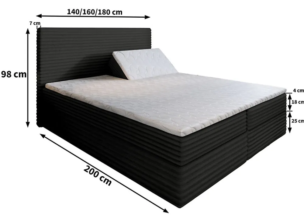 Lit Boxspring MILARA 160X200 CM TILIA 77, Bleu, Lit avec matelas et rangement>Masseno Sale