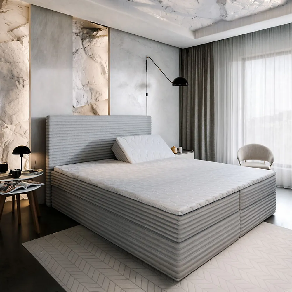 Lit Boxspring MILARA 160X200 CM TILIA 77, Bleu, Lit avec matelas et rangement>Masseno Sale