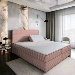 Lit Boxspring MILARA 160X200 CM TILIA 62, Rose, Lit avec matelas et rangement>Masseno New