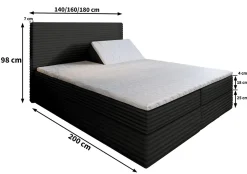 Masseno Lit Boxspring MILARA 160X200 CM TILIA 52, Cuivre, Lit avec matelas et rangement* Ensemble Sommier Et Matelas