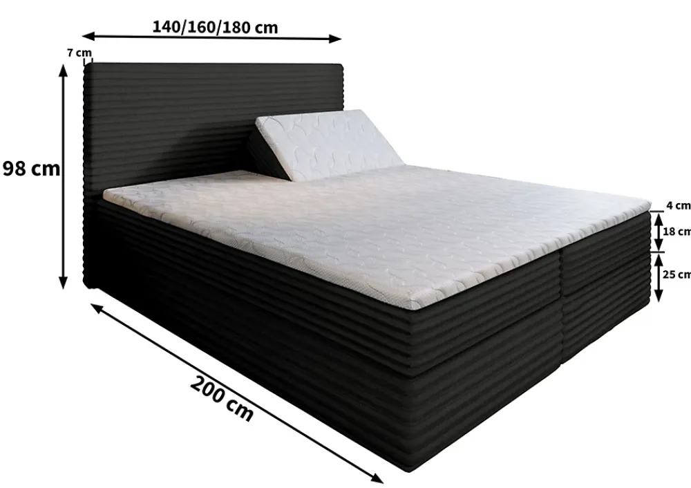 Masseno Lit Boxspring MILARA 160X200 CM TILIA 52, Cuivre, Lit avec matelas et rangement* Ensemble Sommier Et Matelas