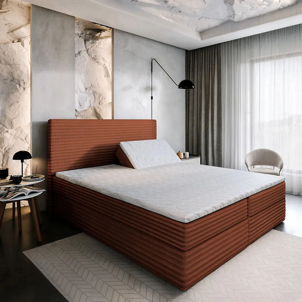 Lit Boxspring MILARA 140X200 CM TILIA 52, Cuivre, Lit avec matelas et rangement>Masseno Outlet