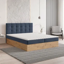 Lit Boxspring MOLVEN 180X200 CM SORO 76, Bleu, Lit avec matelas et rangement>Masseno
