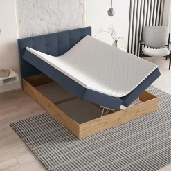 Lit Boxspring MOLVEN 180X200 CM SORO 76, Bleu, Lit avec matelas et rangement><noscript><img width=