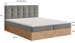 Lit Boxspring MOLVEN 180X200 CM SORO 21, Beige, Lit avec matelas et rangement><noscript><img width=
