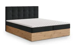 Masseno Lit Boxspring MOLVEN 180X200 CM SORO 100, Noir, Lit avec matelas et rangement* Ensemble Sommier Et Matelas