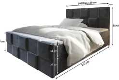 Lit Boxspring MONA 140X200 CM PAROS 05, Gris clair, Lit avec matelas et rangement><noscript><img width=