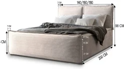Lit Boxspring MONTA 180X200 CM LINCOLN 03, Crème, Lit avec matelas et rangement><noscript><img width=