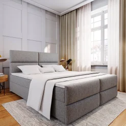 Lit Boxspring MULEN 180X200 CM SAWANA 21, Gris clair, Lit avec matelas et rangement>Masseno Clearance