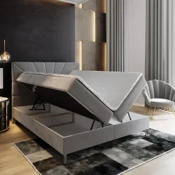 Masseno Lit Boxspring MURI 160X200 CM COSMIC 800, Marron, Lit avec matelas et rangement* Ensemble Sommier Et Matelas