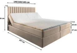 Lit Boxspring MURLO 180X200 CM KRONOS 13, Bleu, Lit avec matelas et rangement><noscript><img width=