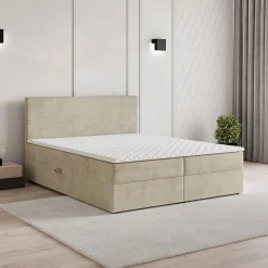 Lit Boxspring NIRA 140X200 CM ROMA 03, Crème, Lit avec matelas et rangement>Masseno Clearance